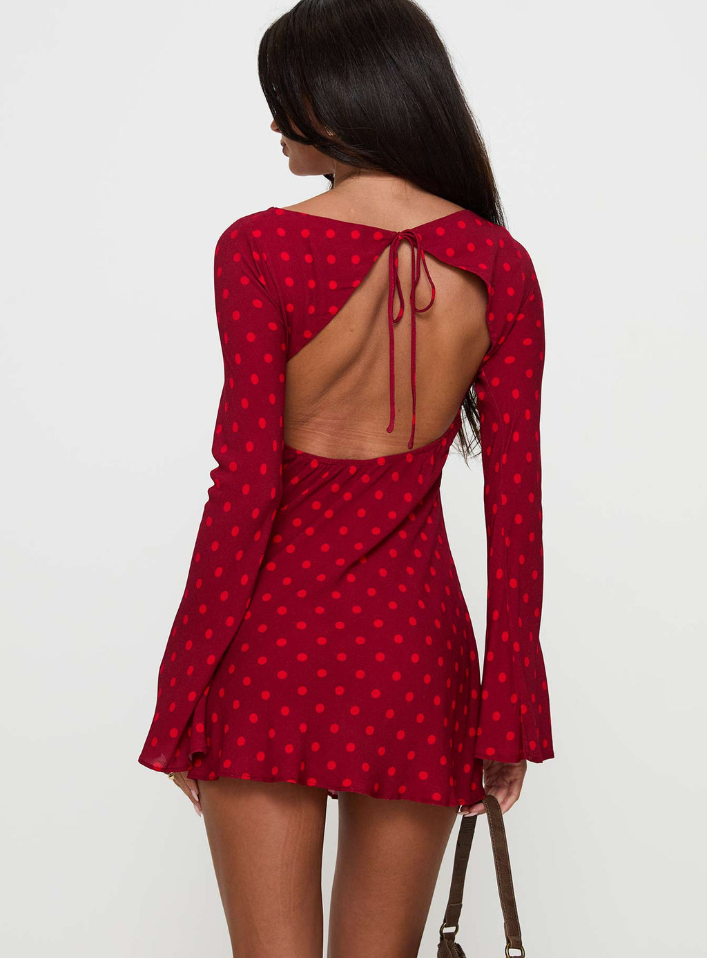 Good Graces Long Sleeve Mini Dress Red Dot