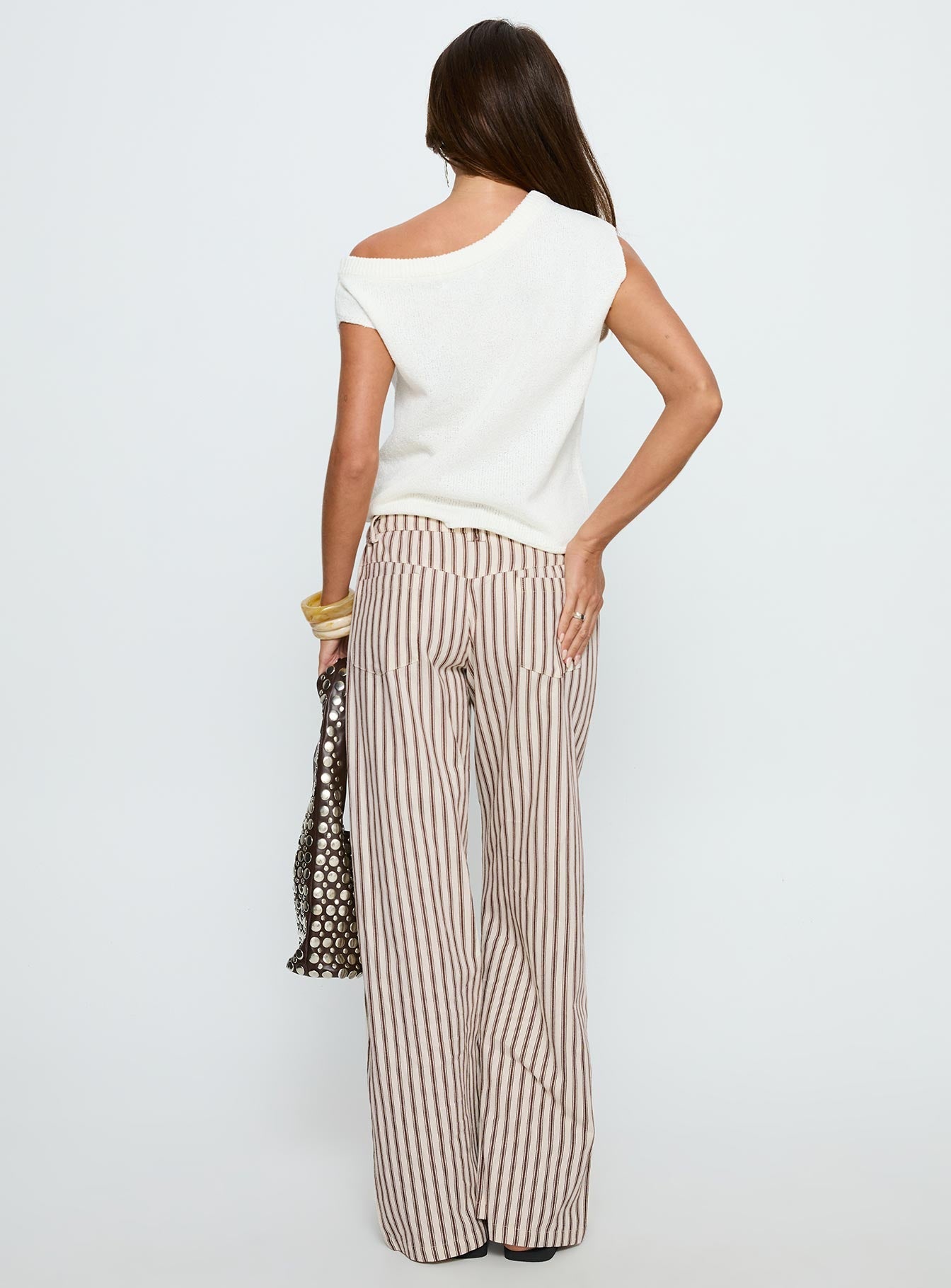 Vendi Low Rise Pant Brown Stripe