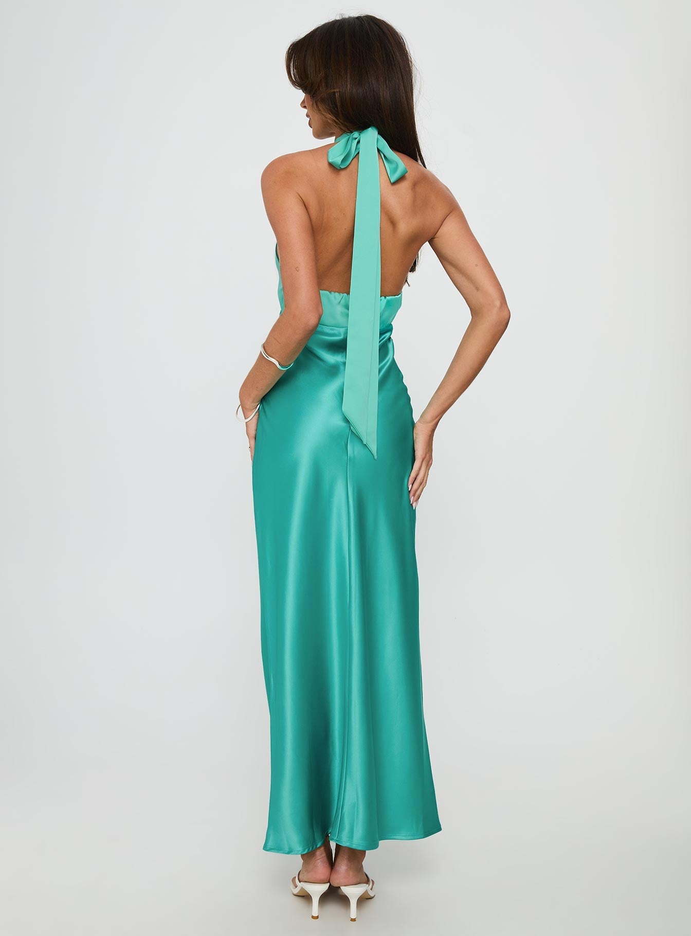 Annalia Scarf Tie Maxi Dress Aqua