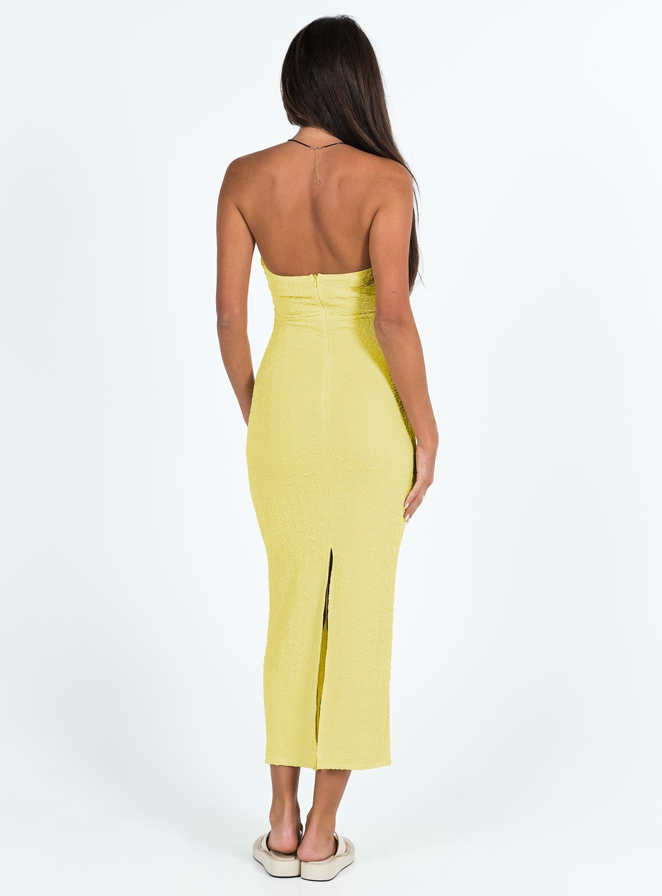Talena Strapless Midi Dress Yellow