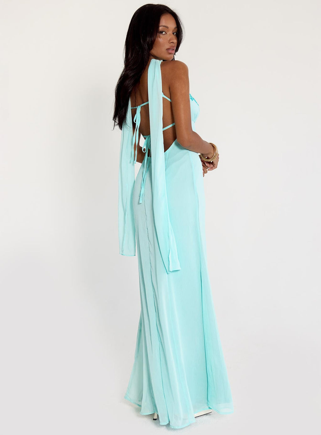Jadira Scarf Maxi Dress Aqua