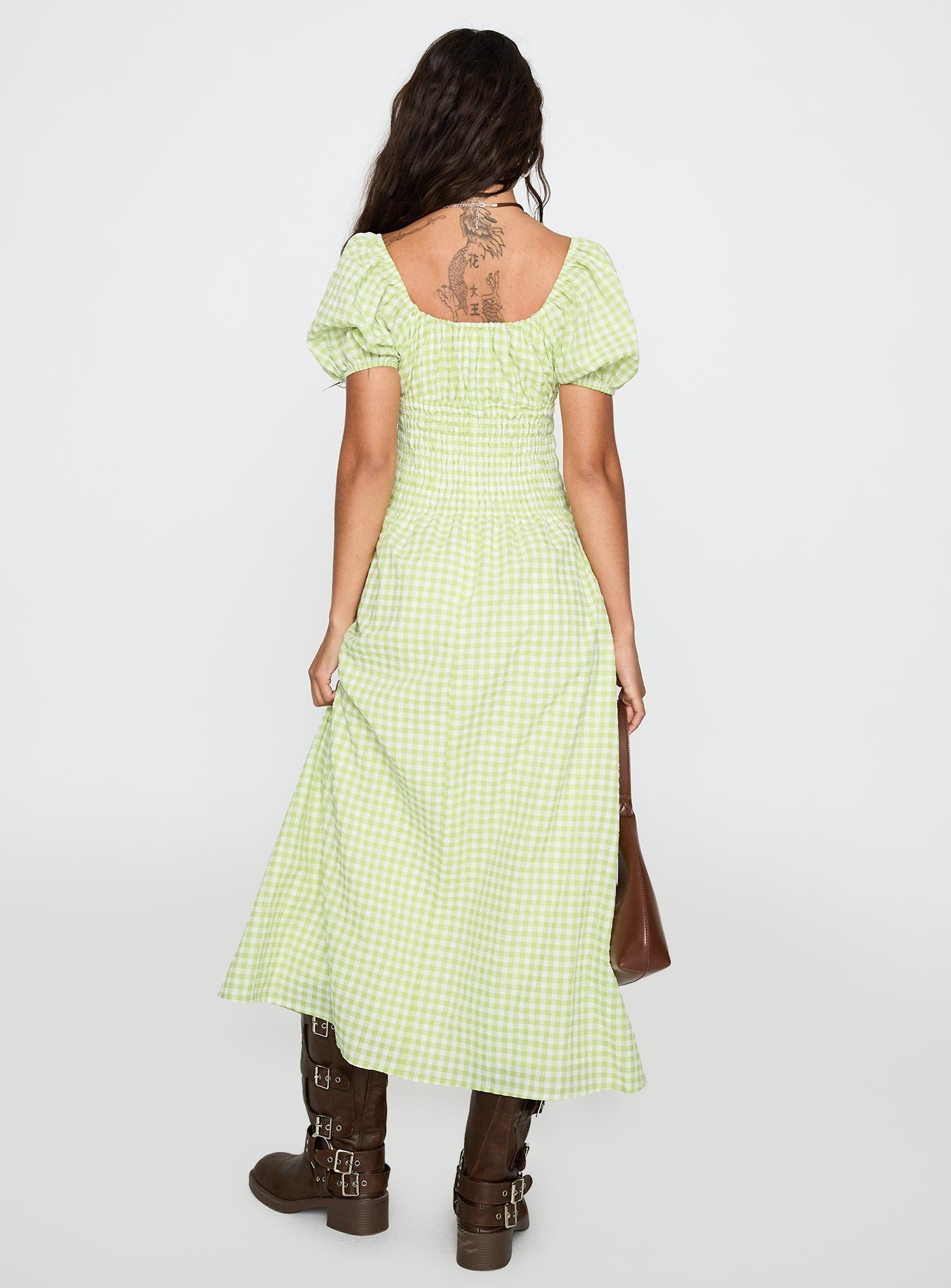 More Than Butterflies Maxi Dress Green Check