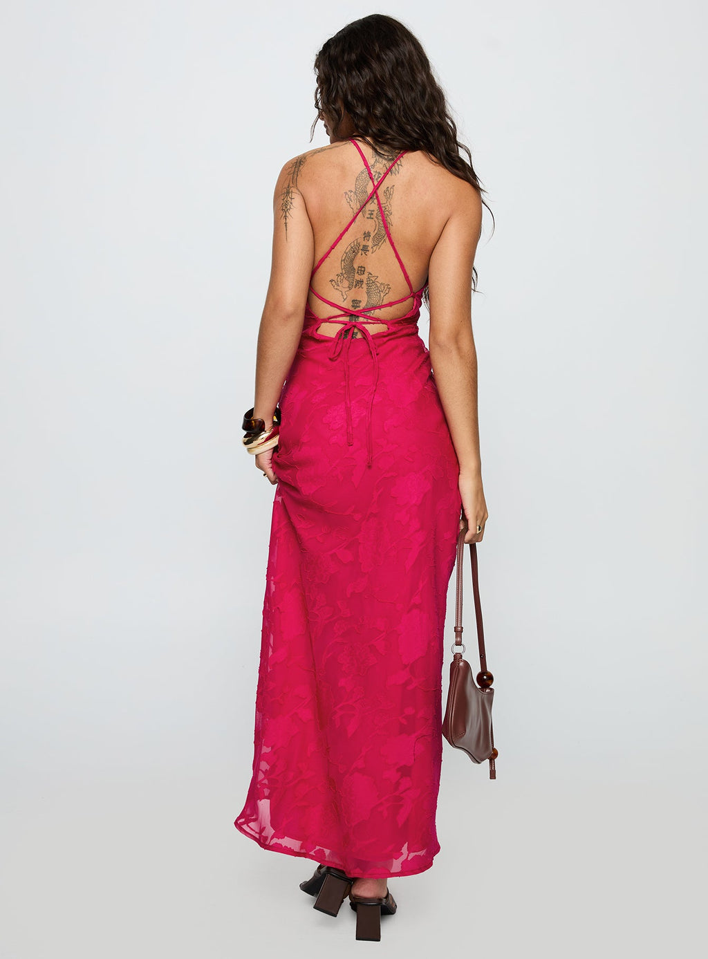 Magnetic Halter Maxi Dress Hot Pink