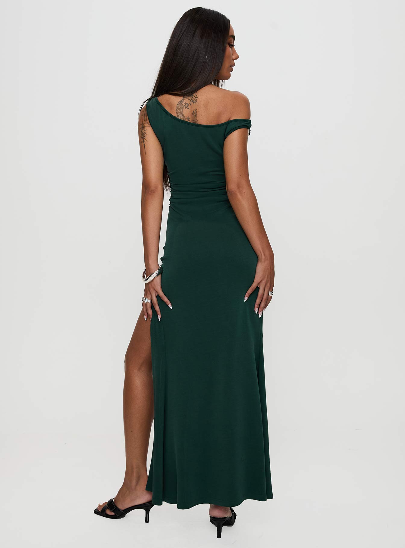 Rios One Shoulder Maxi Dress Green