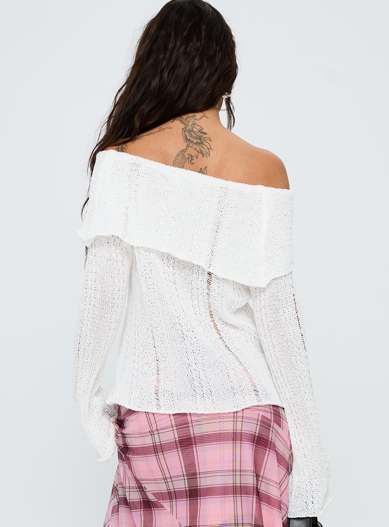 So Gone Off Shoulder Knit Sweater White