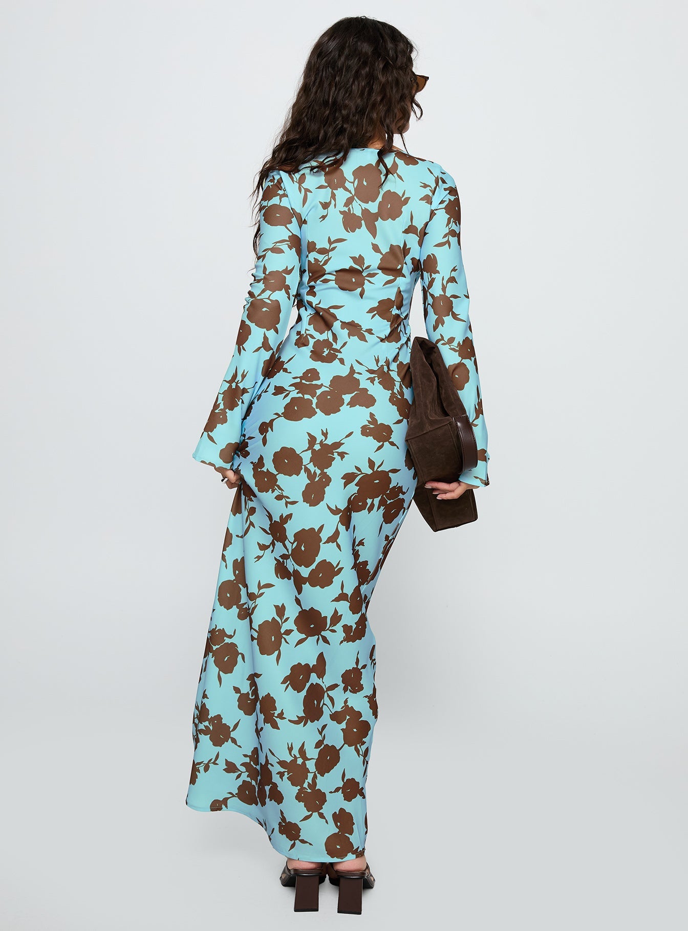 Elorie Long Sleeve Maxi Dress Blue / Brown
