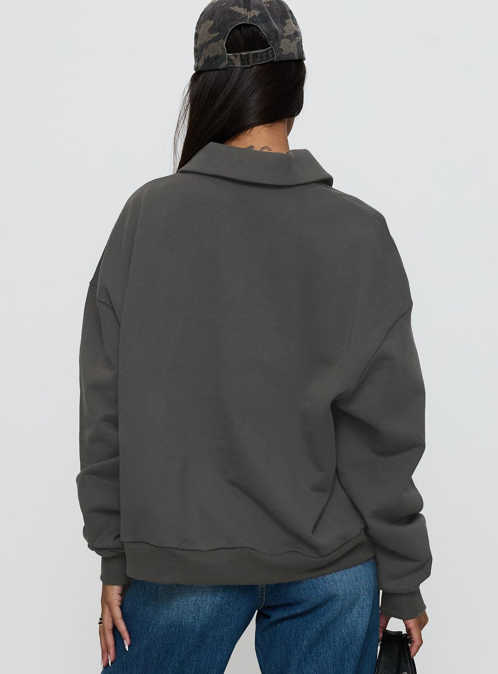 Back Around Collared Fleece Jumper Slate