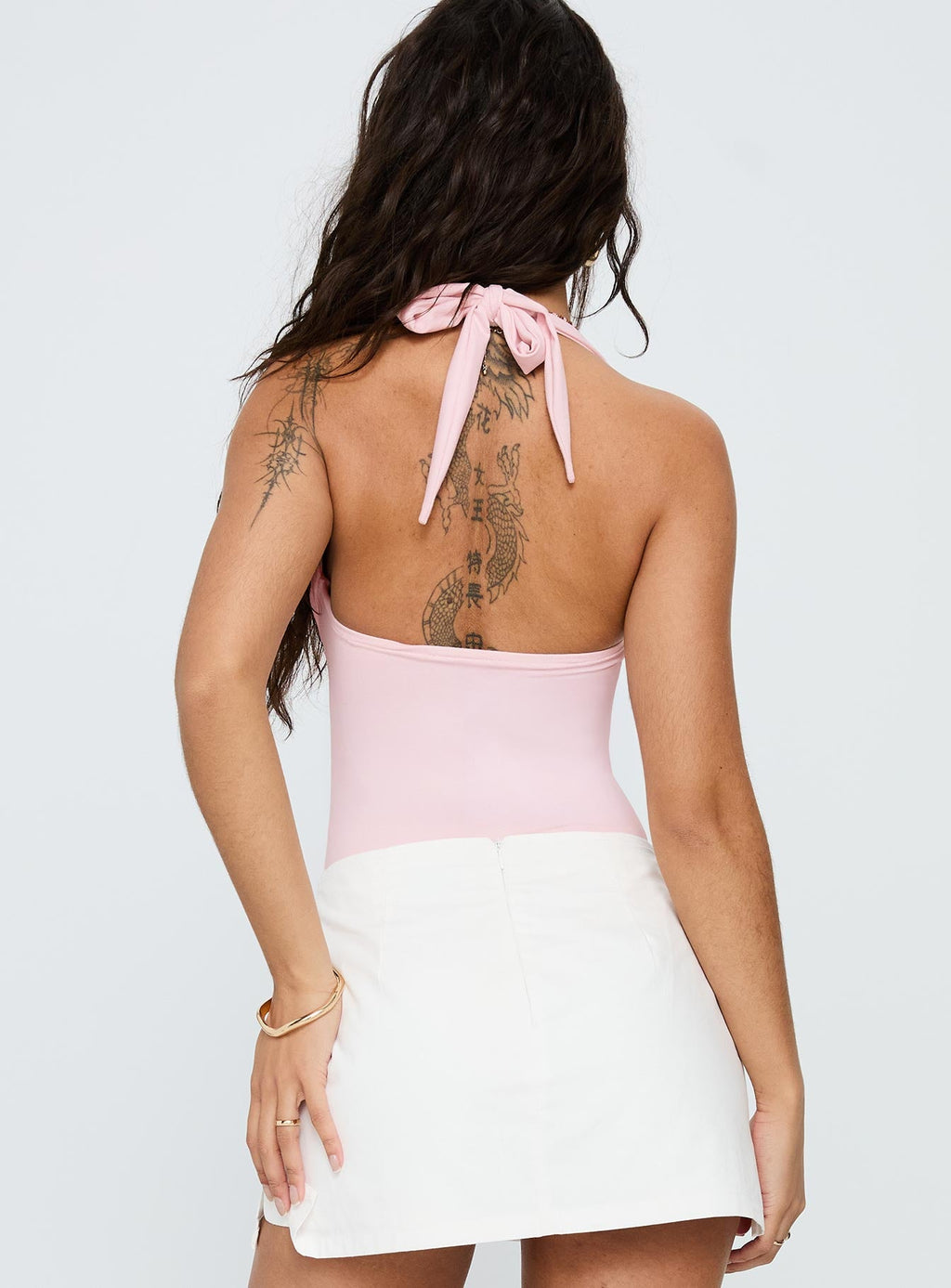 Swaying Buckle Detail Bodysuit Pink