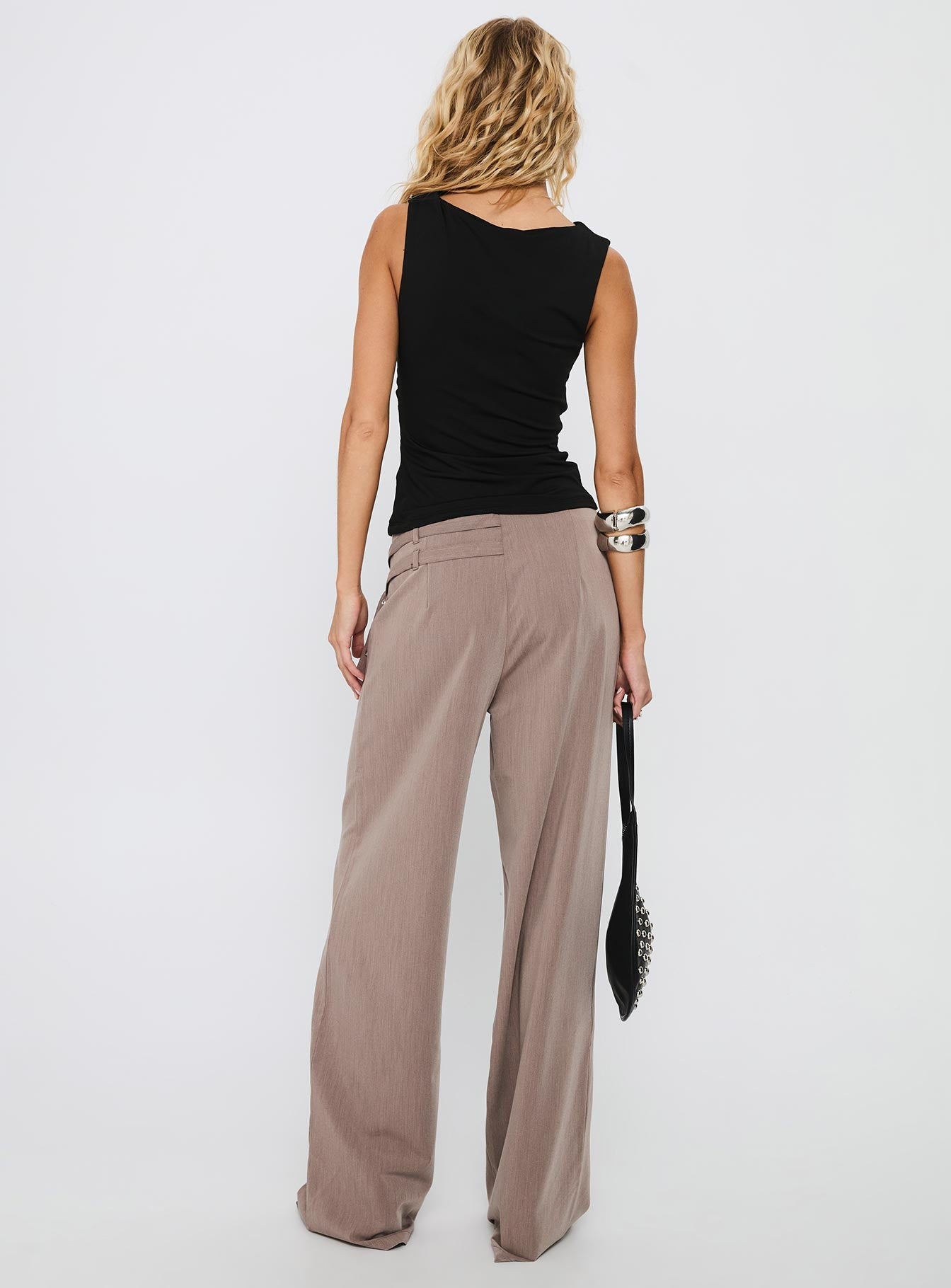 Rinah Belted Pants Brown