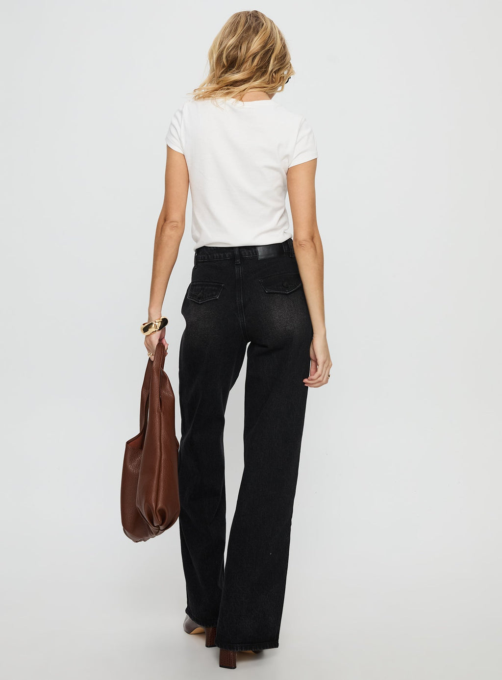 Carianne Low Rise Wide Leg Jeans Washed Black