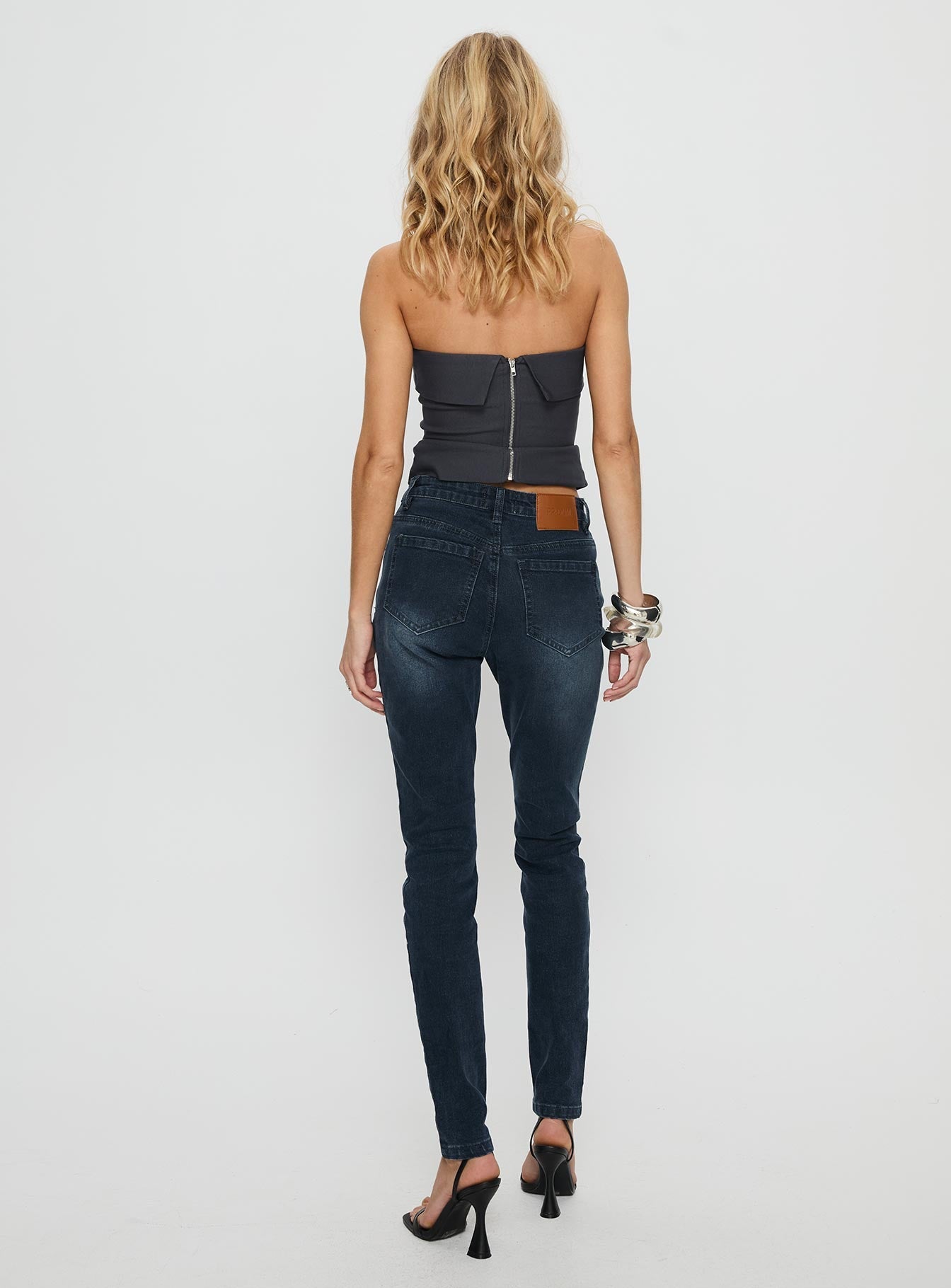 Illyssa Mid Rise Skinny Jeans Washed Charcoal