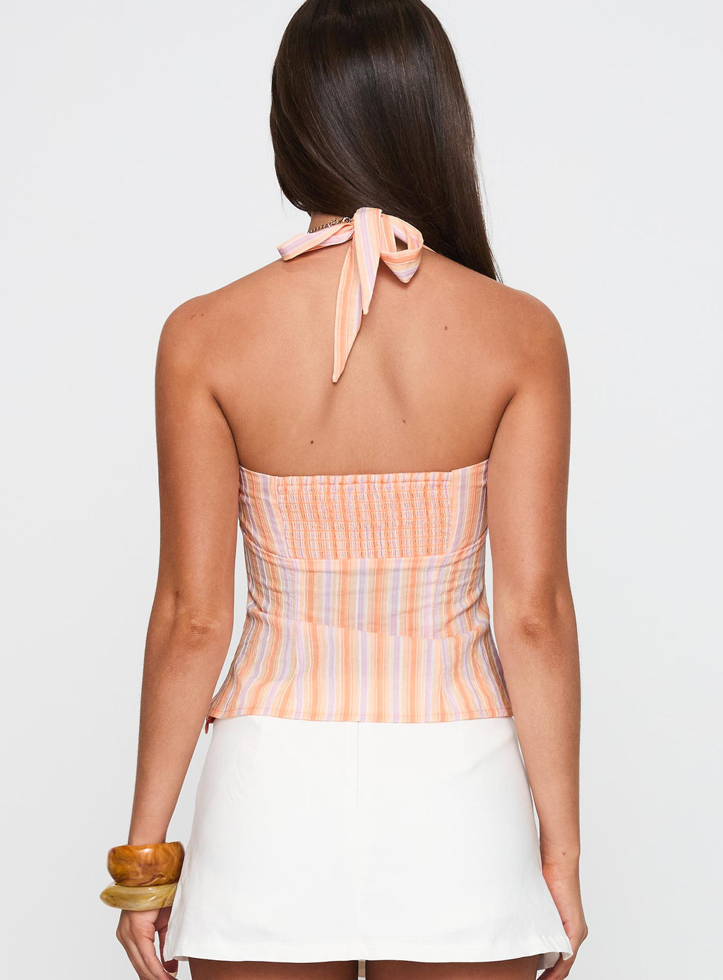 Isabetta Halter Top Orange Stripe