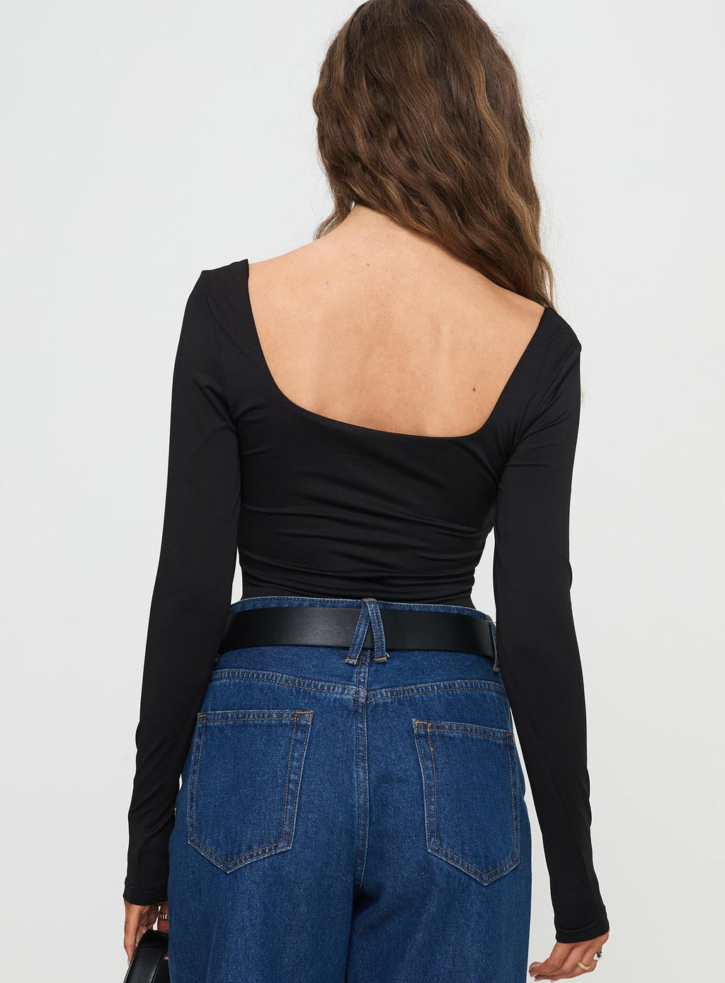 Peekaboo Long Sleeve Bodysuit Black