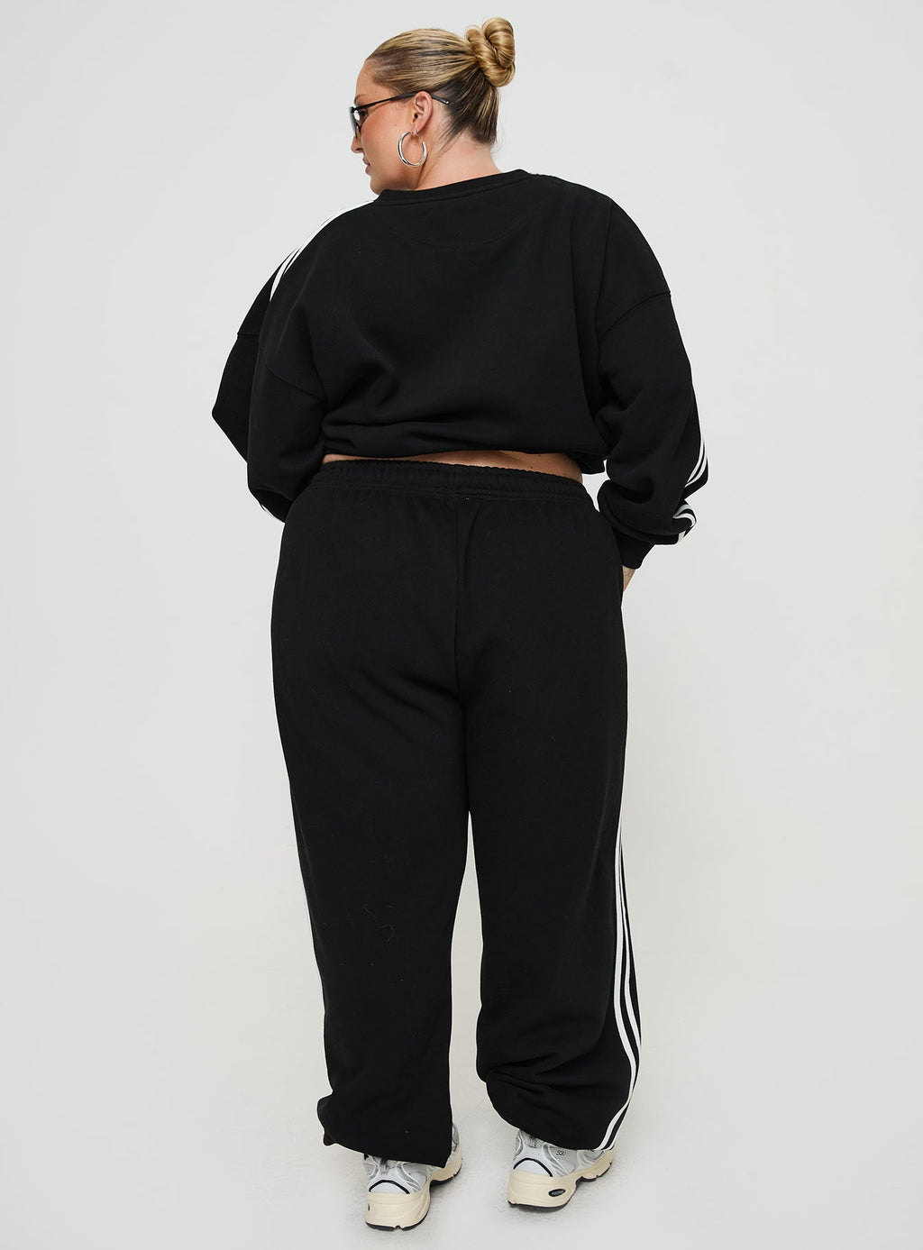 Princess Polly Track Pants Stripe Black / White Curve