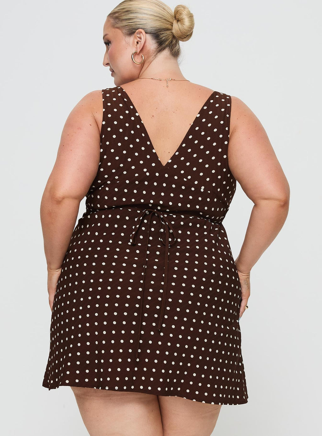 Nellie Mini Dress Brown Polka Dot Curve