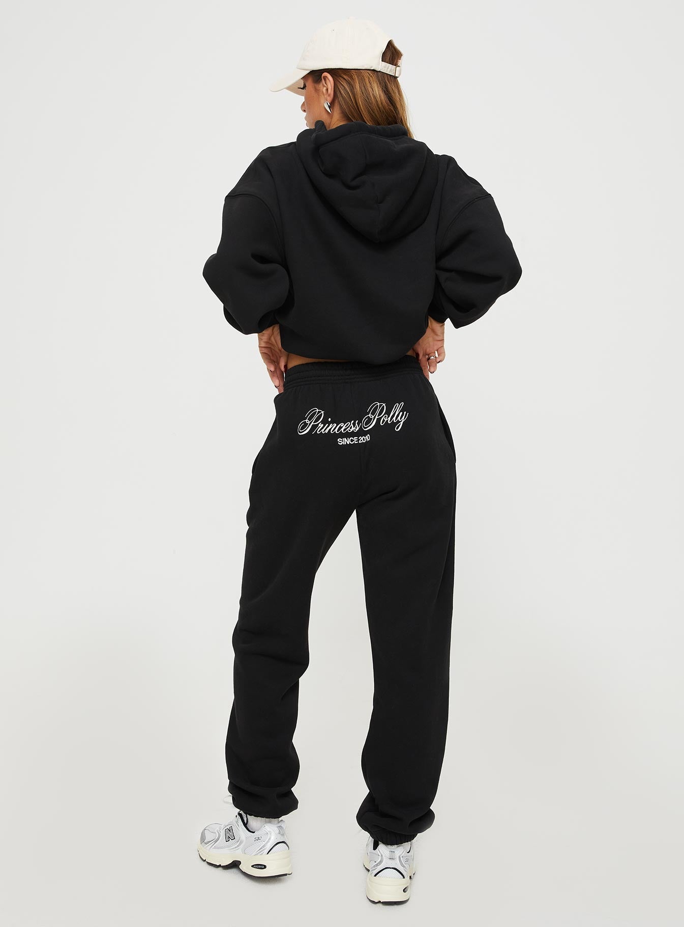 Princess Polly Track Pants Script Black / Ivory
