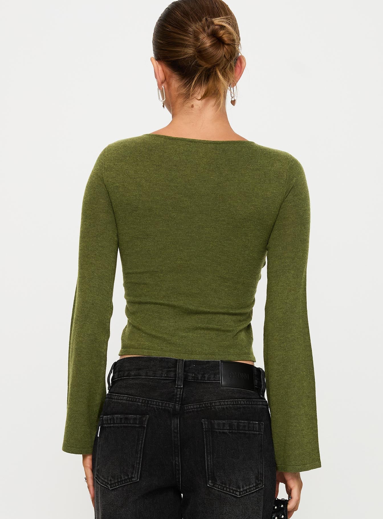 Giordani Long Sleeve Twist Top Moss Green