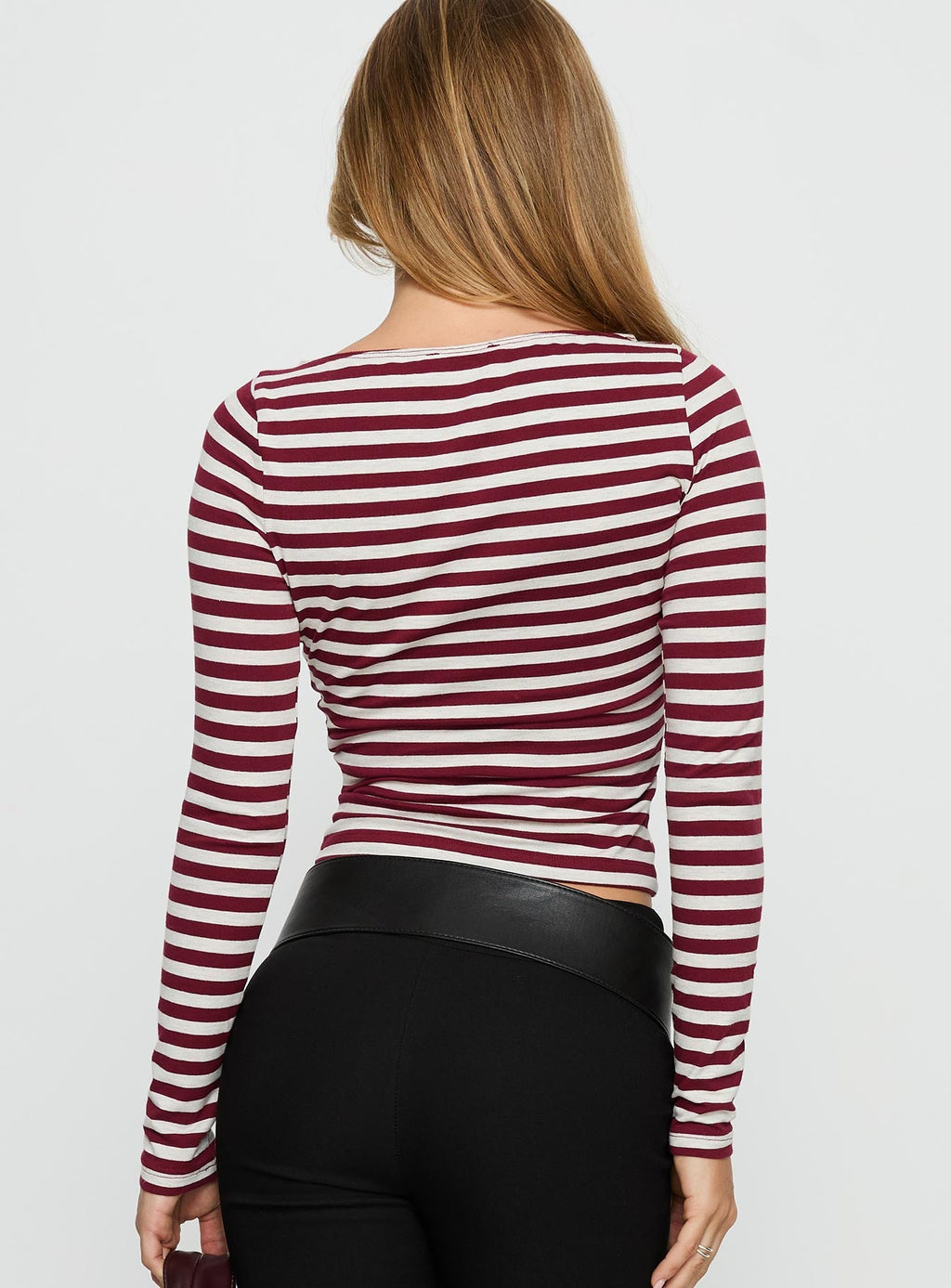 Derrica Long Sleeve Top Red / Grey Stripe