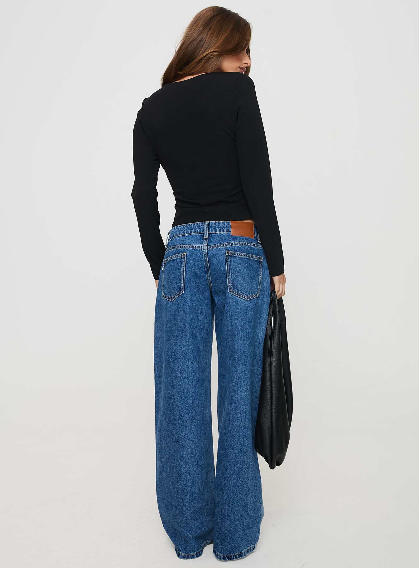 Ferris Two-toned Mid Rise Straight Leg Jeans Blue Wash Denim