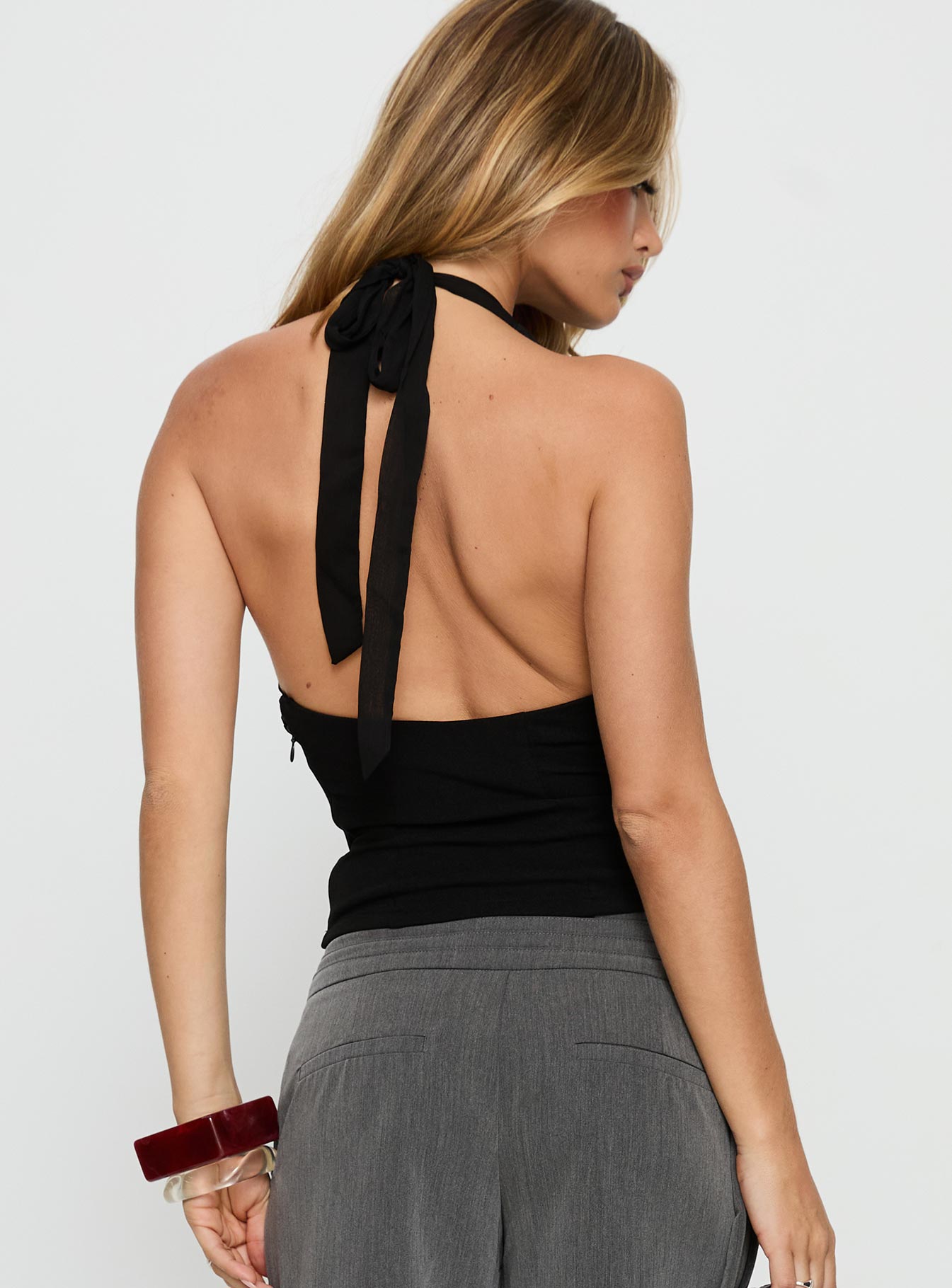 Korienna Halter Chiffon Top Black