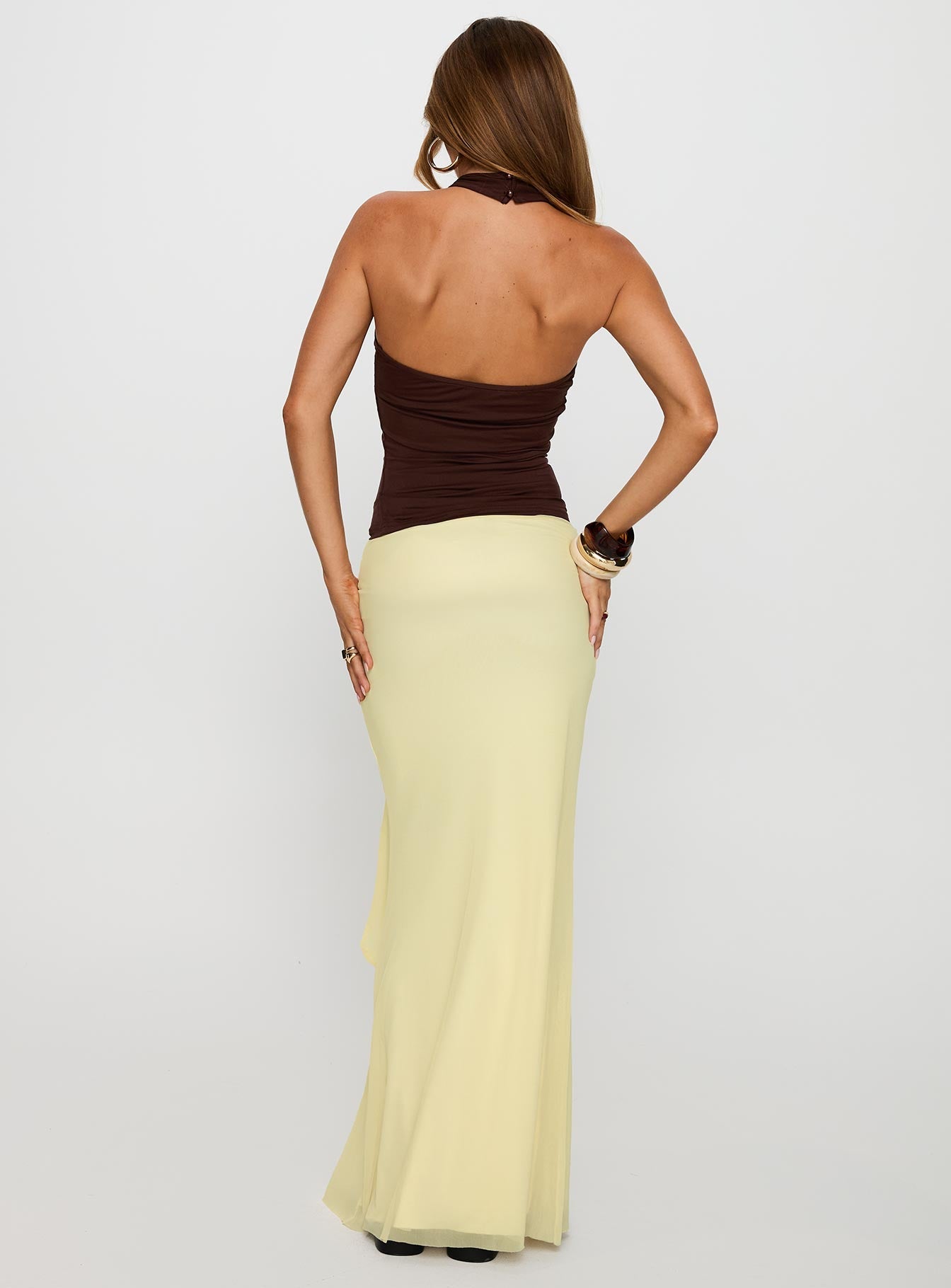 Caviar Tie Maxi Skirt Lemon