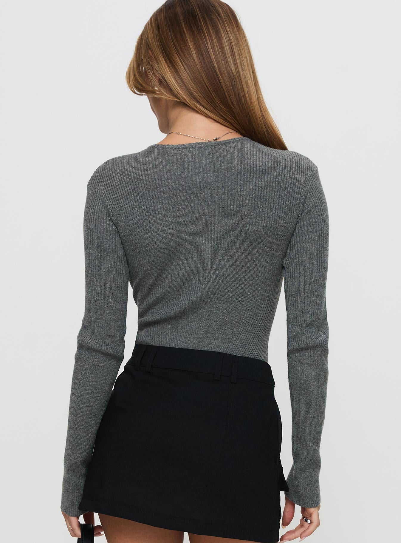 Kerra Long Sleeve Bodysuit Charcoal