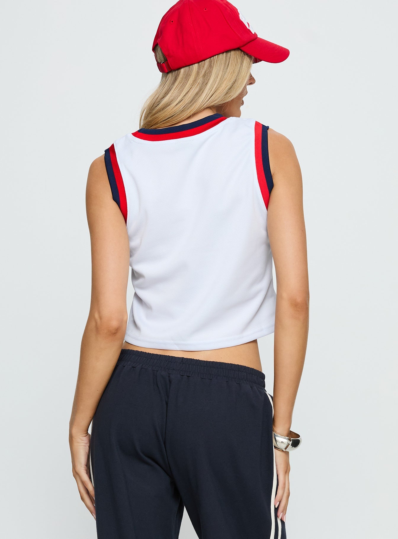 BU Cropped Basketball Jersey Tank White