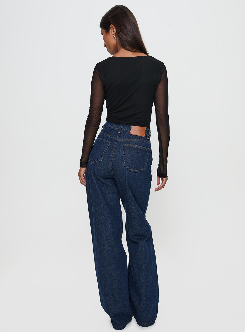 Nicolo High Rise Straight Leg Jeans Mid Raw Denim