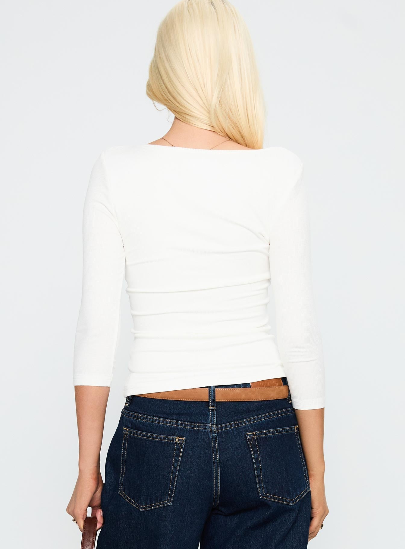 Desirae 3/4 Sleeve Top White