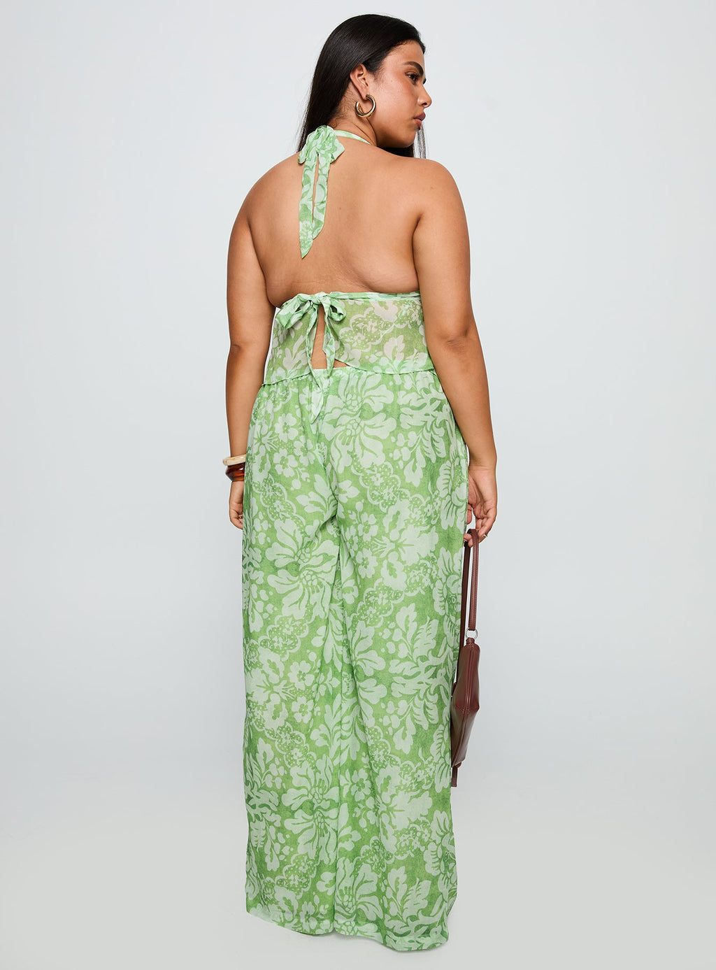 Finesse Pants Green Floral Curve