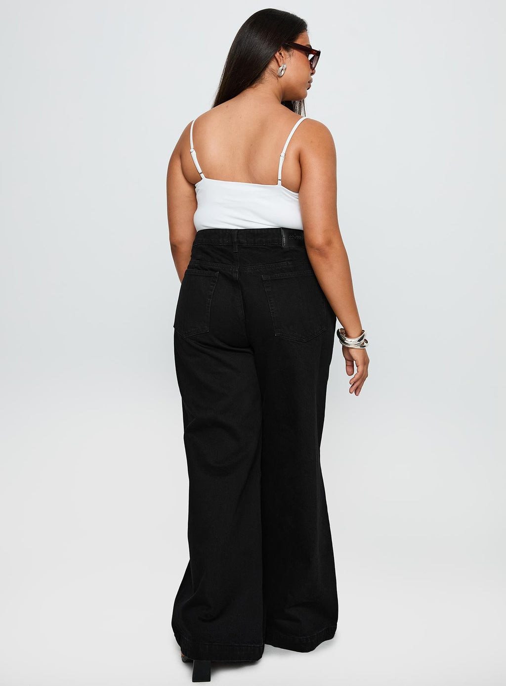 Goldie High Rise Wide Leg Jeans True Black Curve