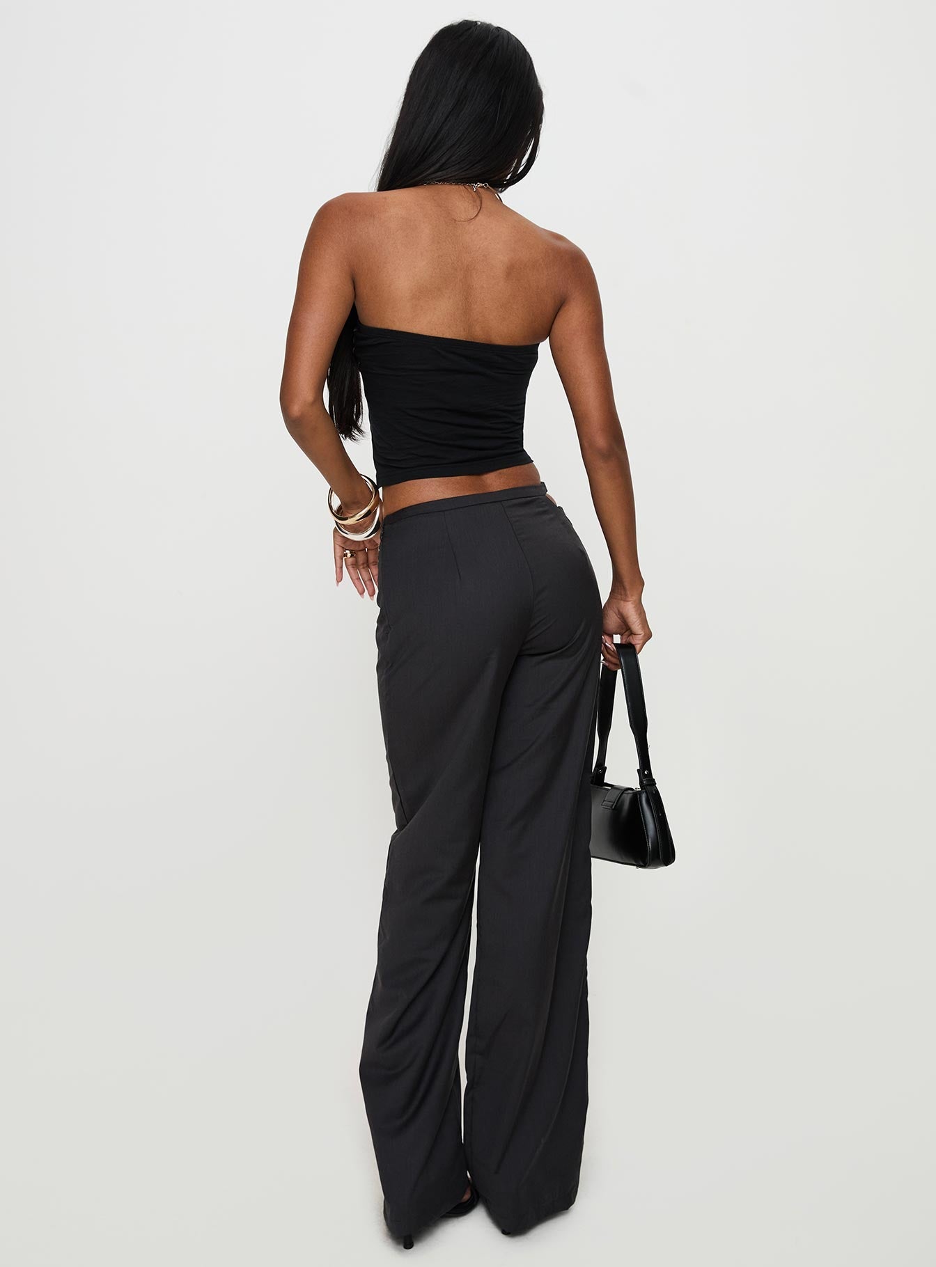 Nights Like This Cut Out Buckle Detail Pants Charcoal