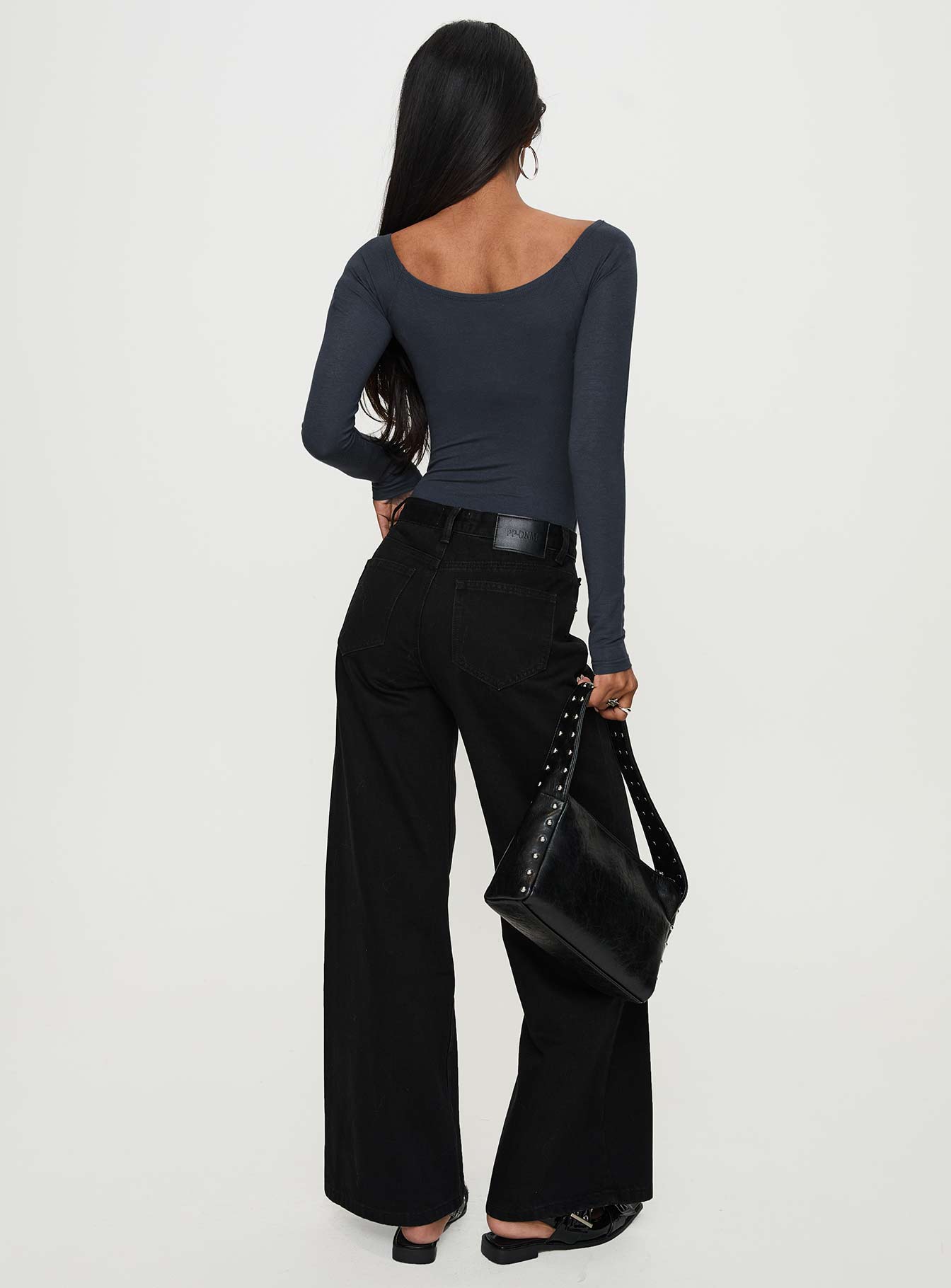 Colemane Mid Rise Wide Leg Jeans Black