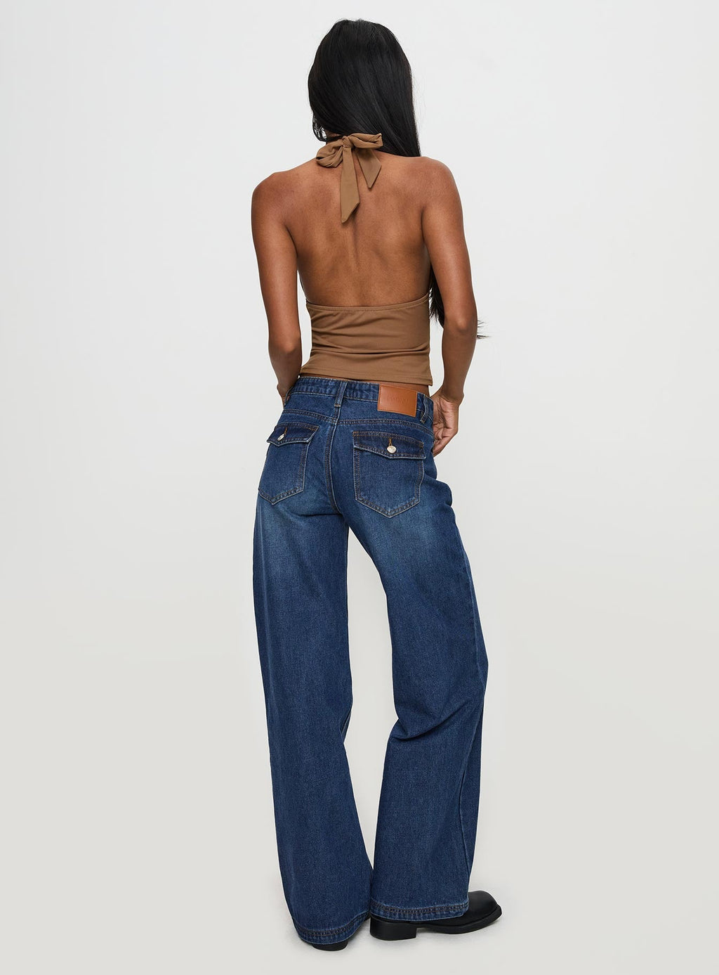 Everlong Mid Rise Wide Leg Jeans Dark Blue Wash
