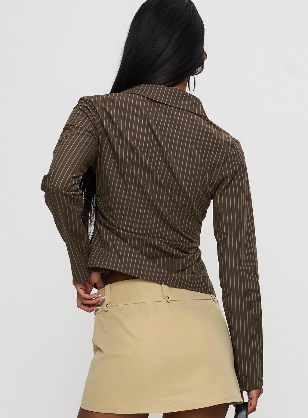 Held My Hand Long Sleeve Top Brown Stripe