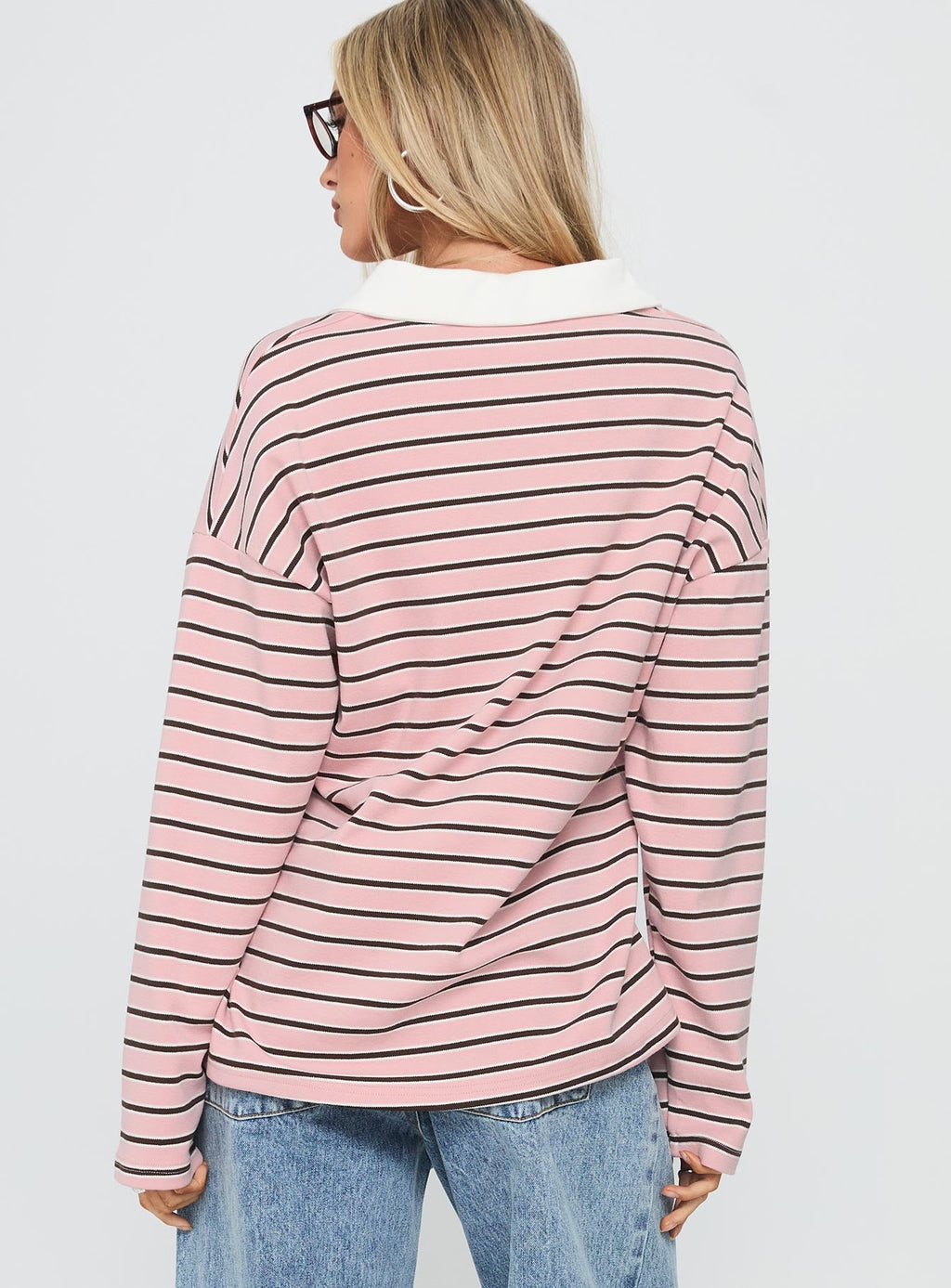 High Regard Collared Jersey Pink Stripe