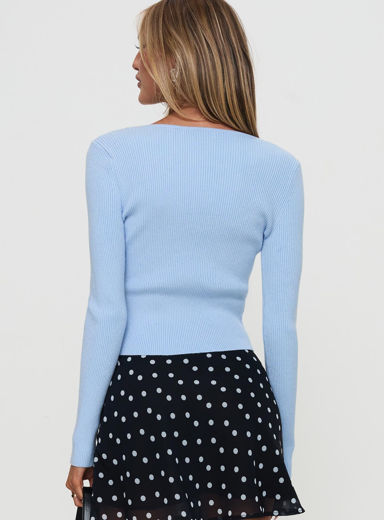 Ophira Twist Detail Long Sleeve Top Blue