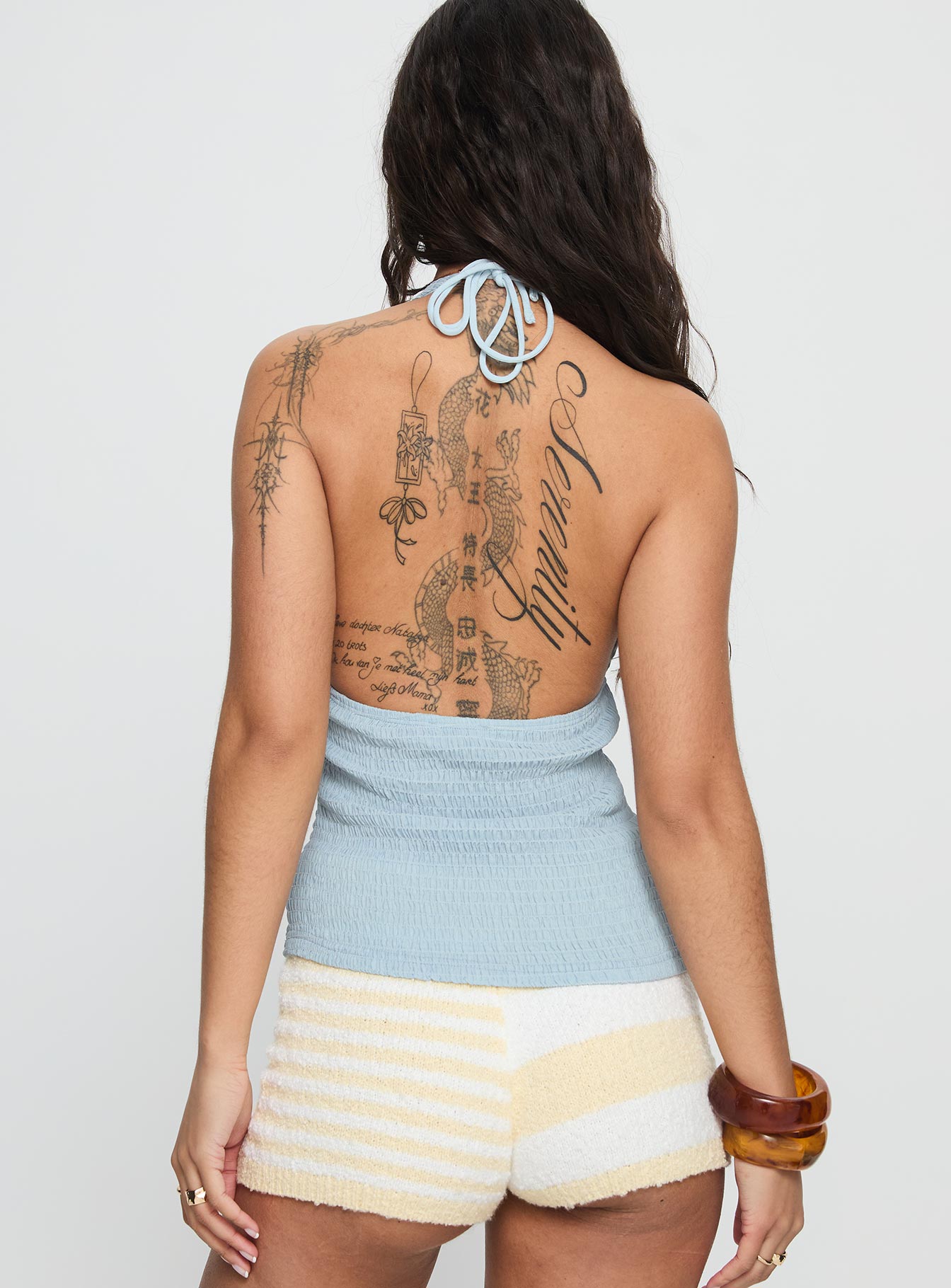 Ellasyn Bow Detail Halter Top Blue