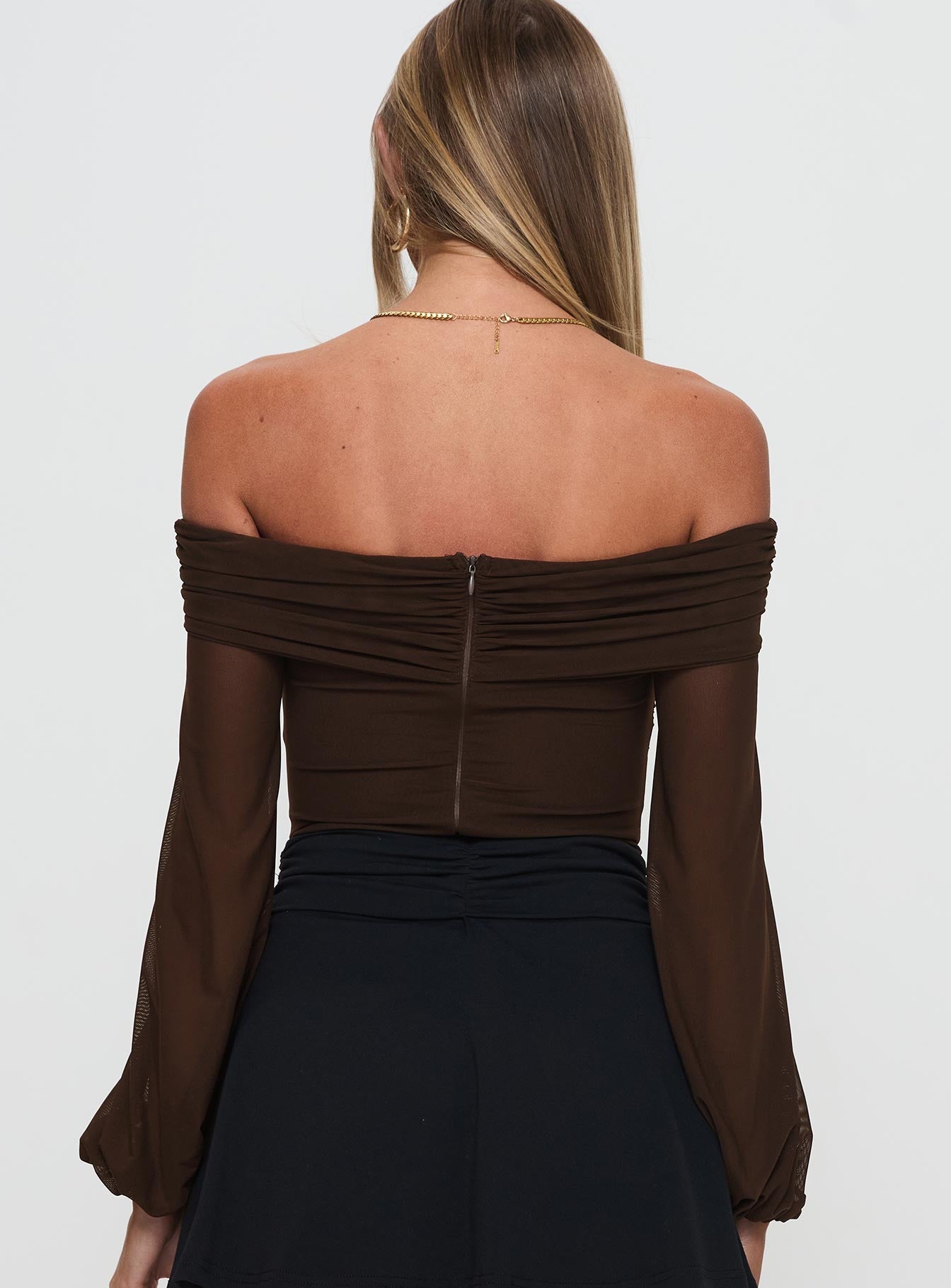 Babette Off The Shoulder Bodysuit Brown