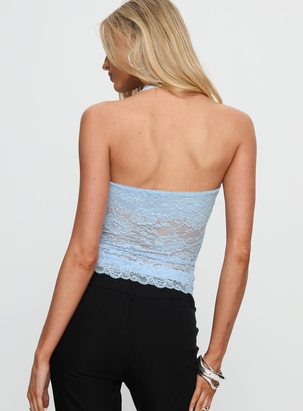 Fantasize Lace Halter Top Blue