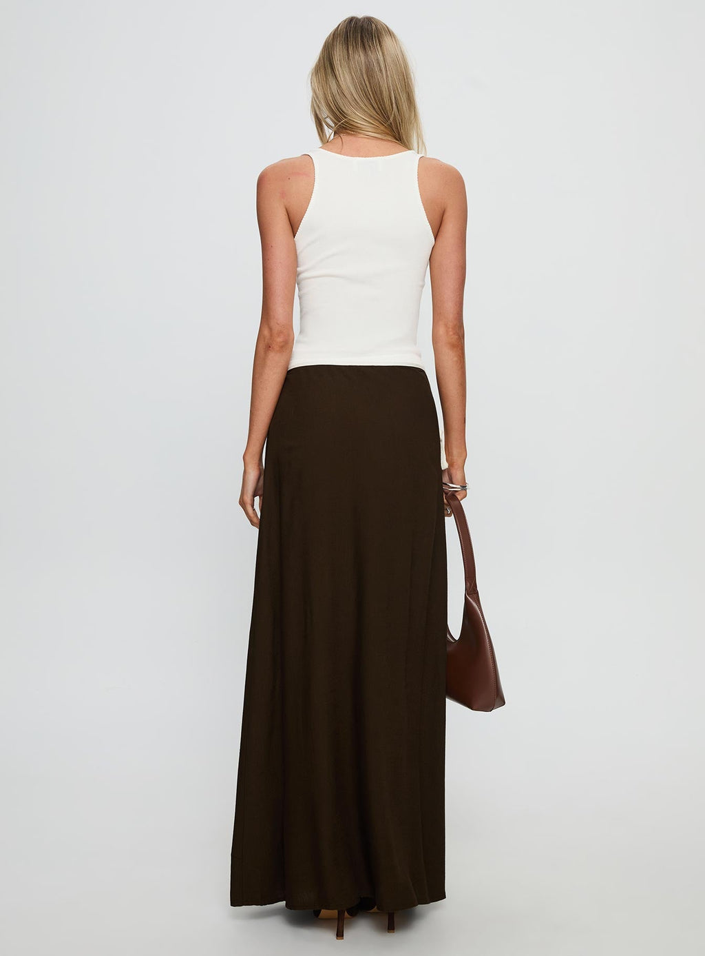 Keirah Contrast Wrap Maxi Skirt Chocolate / White