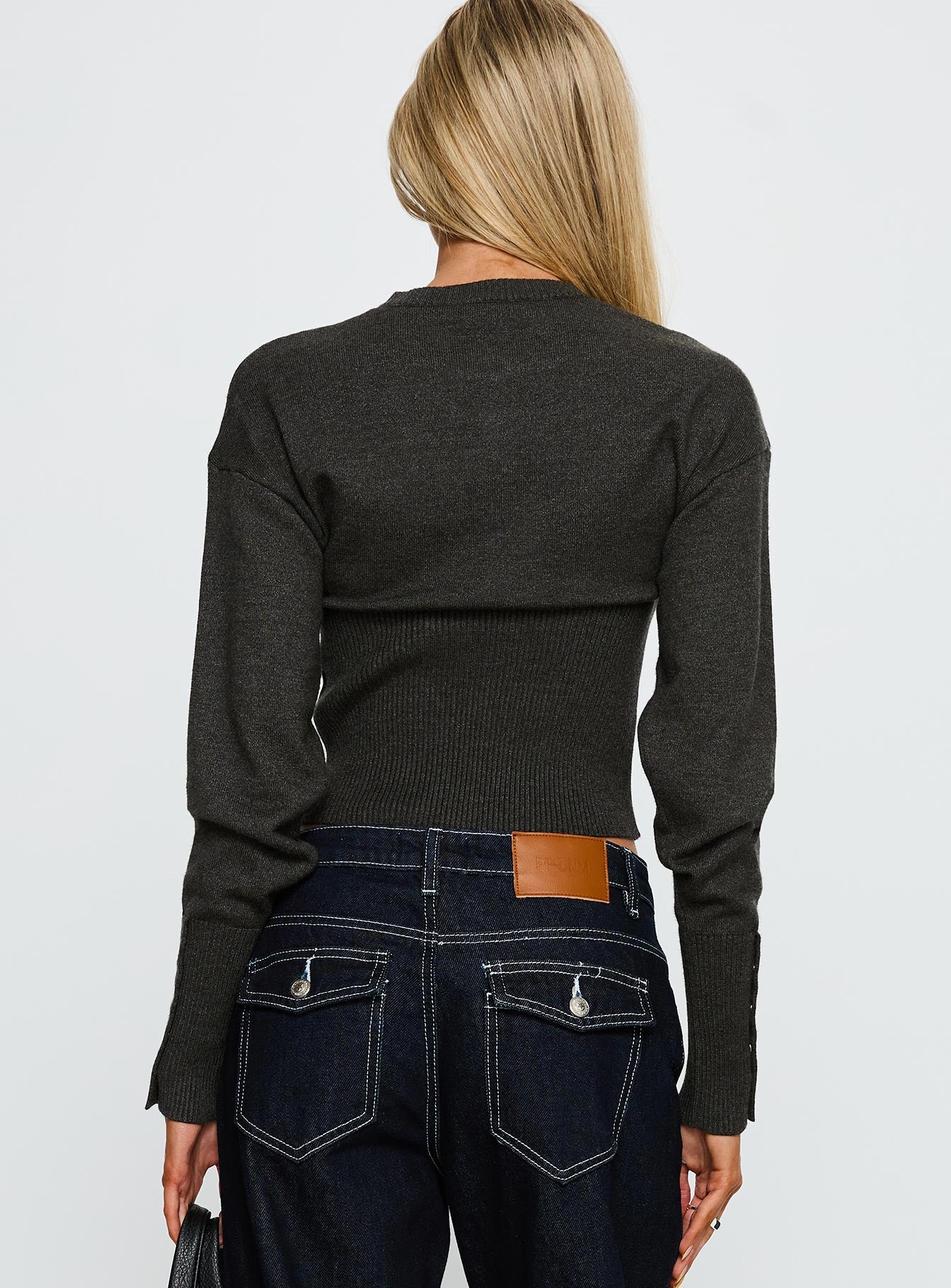 Head In The Clouds Knit Cardigan Grey Argyle