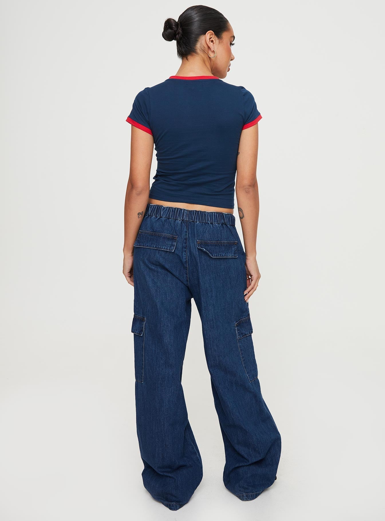 Stop & Stare Cargo Jeans Mid Wash