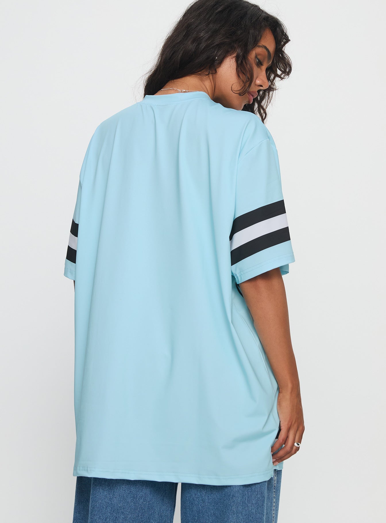 Moto Speedster Oversized Graphic Top Blue