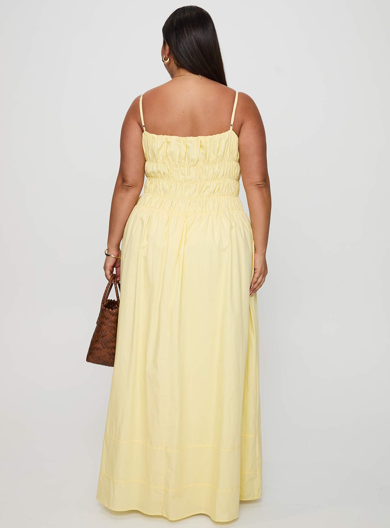 Loralei Shirred Maxi Dress Yellow Curve