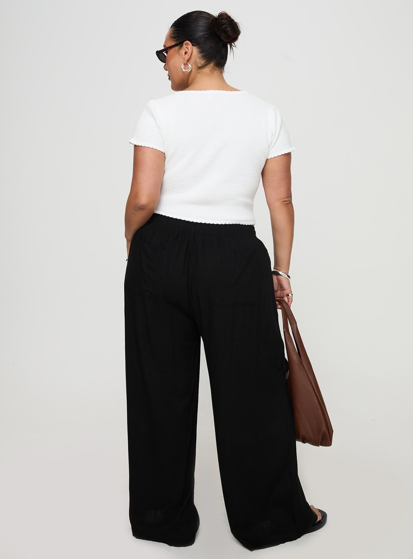 Louis Linen Blend Pants Black Curve