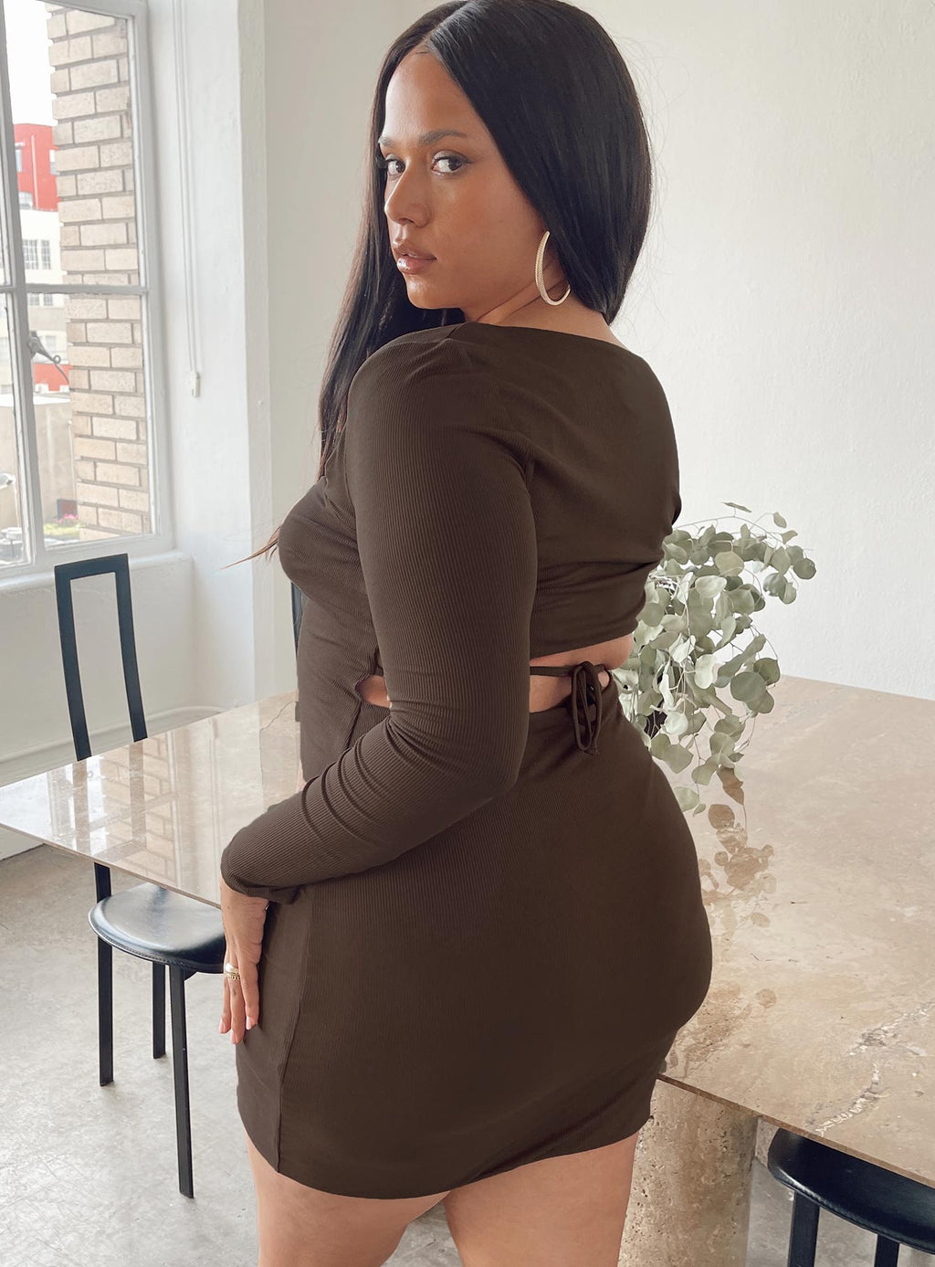 Nolan Mini Dress Brown Curve