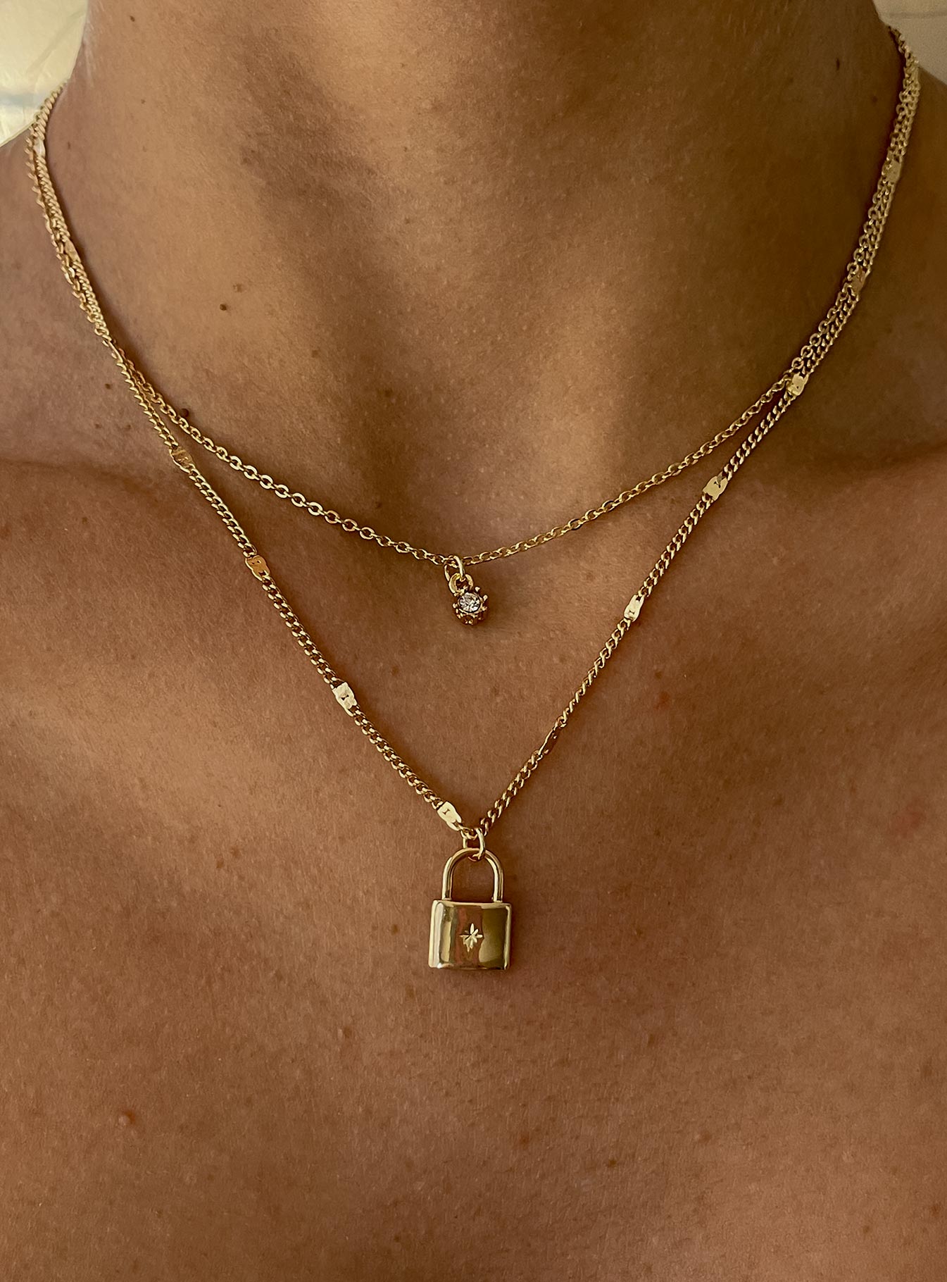 Santino Lock Necklace Pack Gold