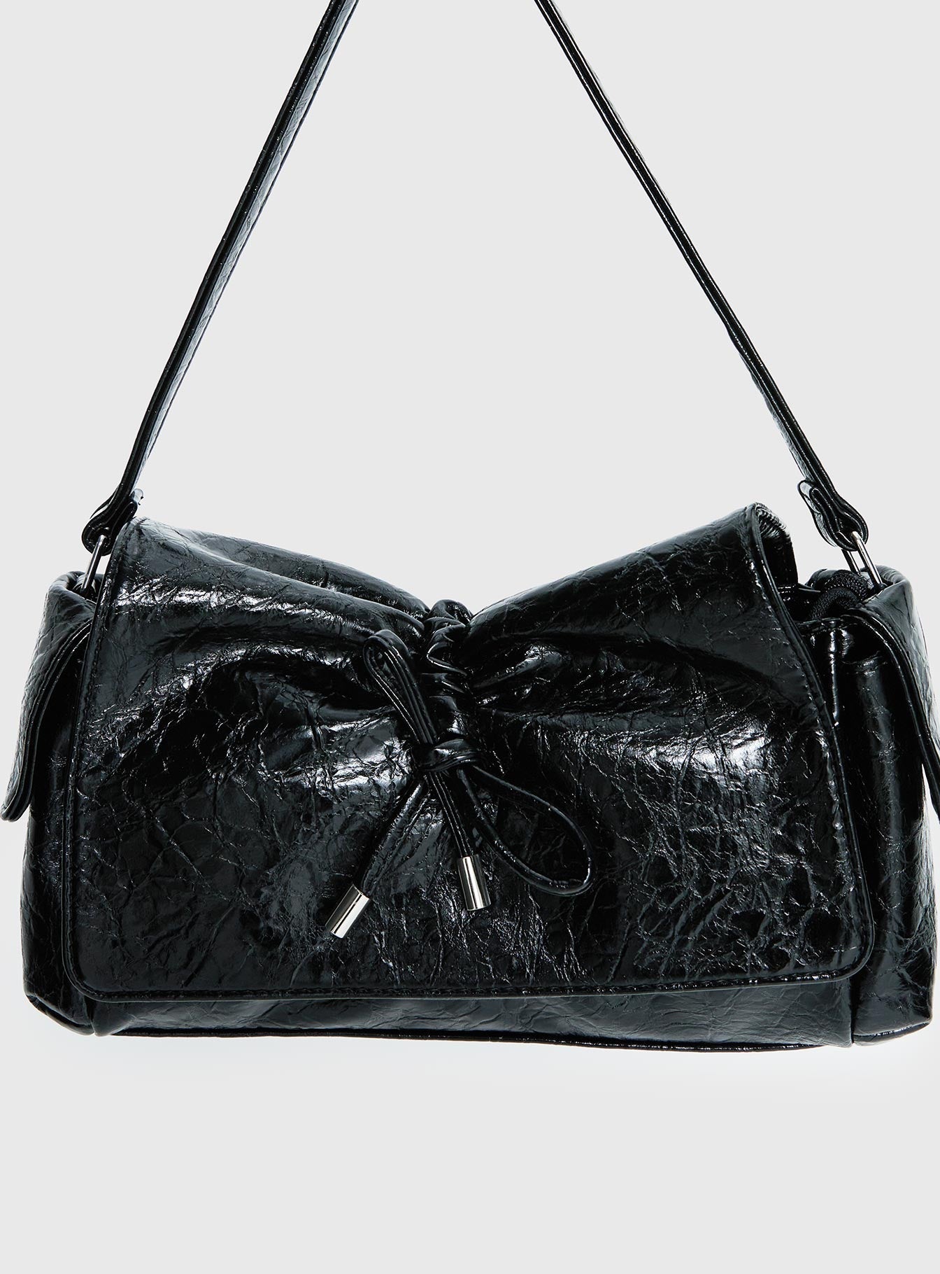 Lay Your Cards Bow Detail Shoulder Bag Black