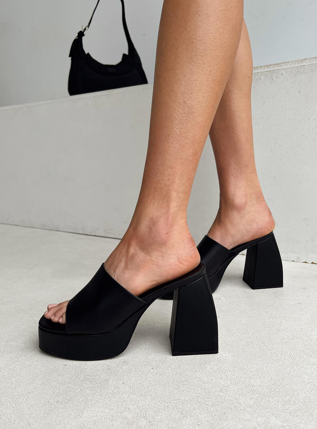 Shapiro Mules Platform Heels Black